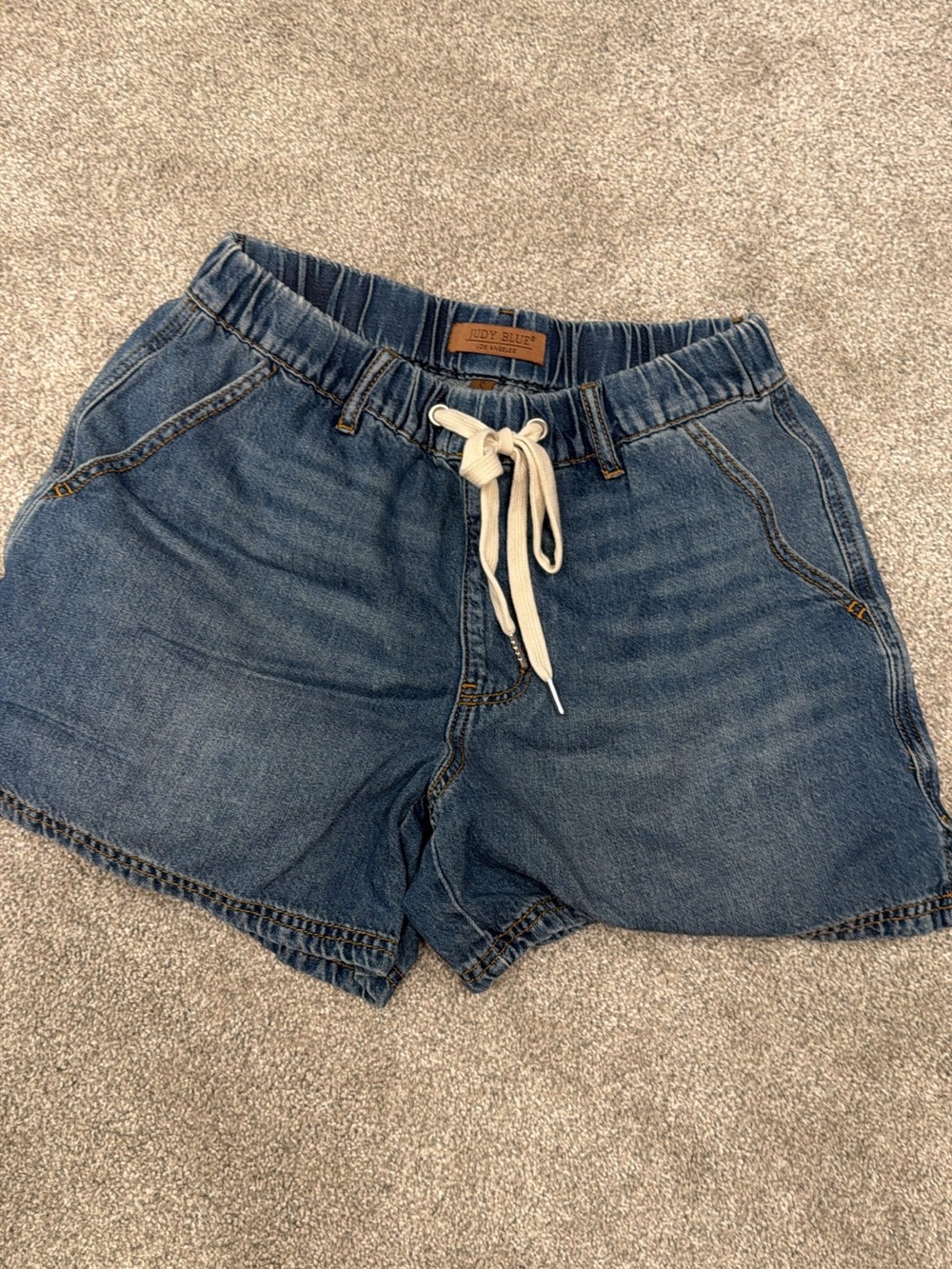 Judy Blue Relaxed Denim Drawstring Shorts - Medium Blue